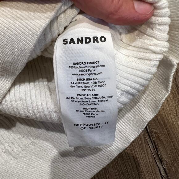 SANDRO Women's Dorian Cropped Sweater In Ecru - Picture 9 of 10